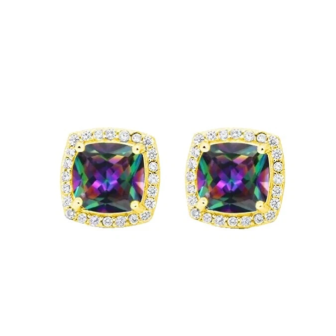 Yellow Gold Plated Mystic Topaz Fashion Jewelry