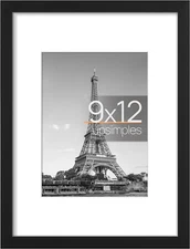 Upsimples 9X12 Picture Frame Display Pictures 6X8 with Mat or 9X12 without Mat