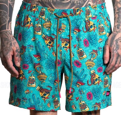 Sullen Art Collective Tequila Pardy SCM6261 Tattoo Graphic Board Shorts for Men