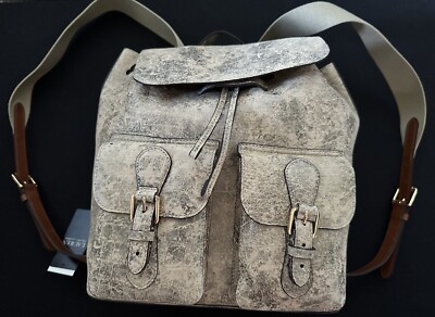 Ralph Lauren Croc Embossed Leather Tan Olive Bronze Gold 