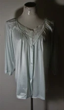 MILCO Sea Green Lace Trim Button Sleep Shirt Size M 12-14