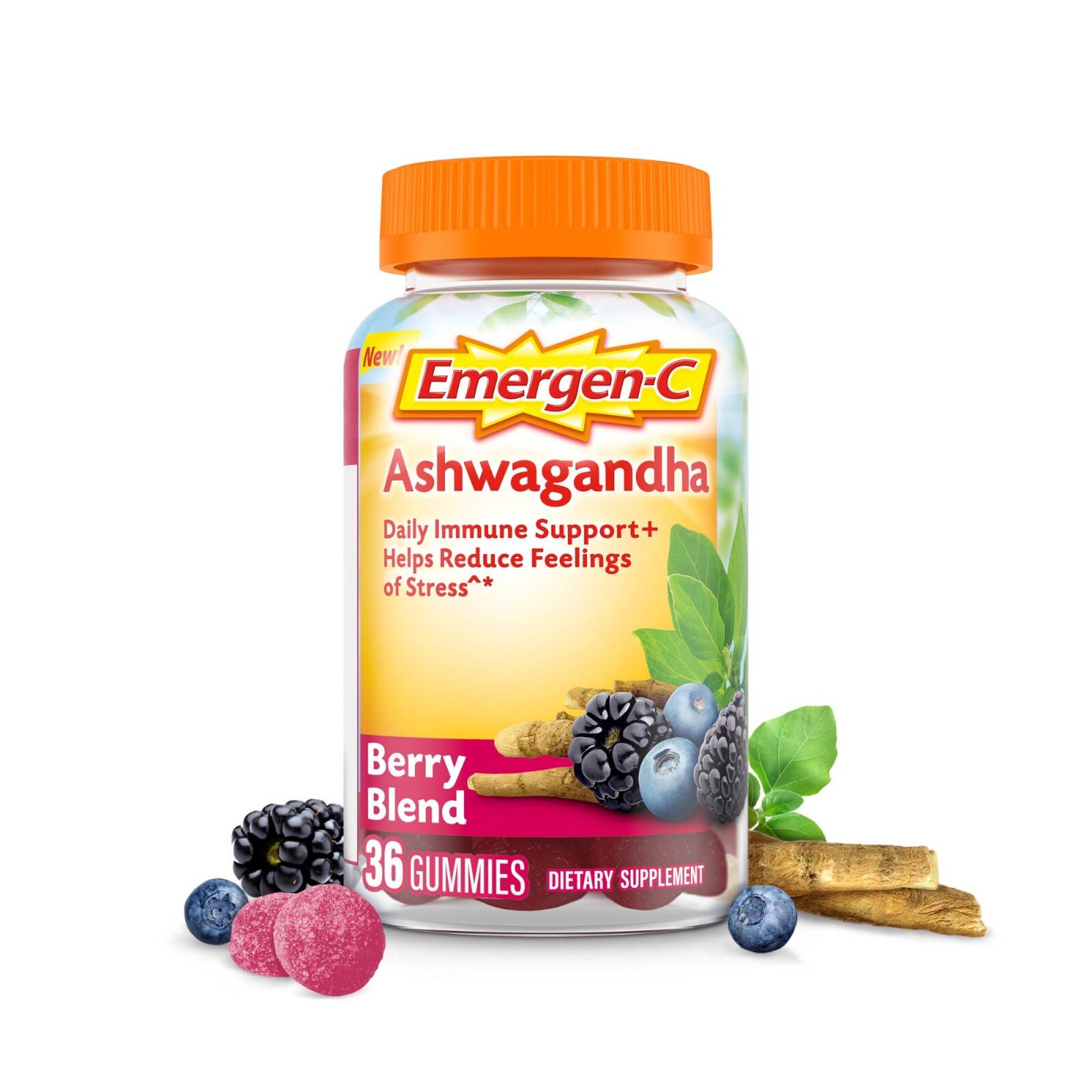 Emergen-C Vitamin C and Ashwagandha Gummies, Dietary Supplement 36 Count
