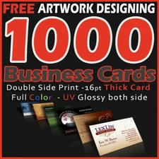 1000 Business Cards Full Color 2 Side Printing UV Coated-Free Design