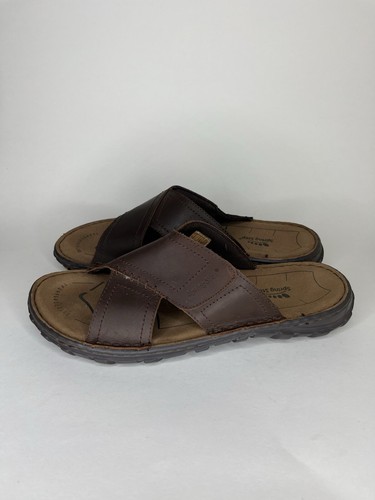 Spring Step Gardener Sandals Cross Strap Slides Brown Leather Men Size 43 US 10 - Picture 9 of 16