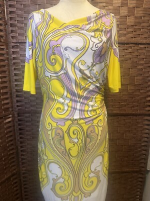 Vintage Retro Taylor Dress Yellow Purple White Size 10 | eBay