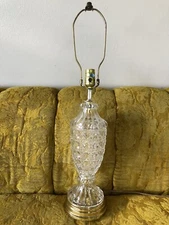 Vintage Unique Table Lamp Cut Glass Lead Crystal Glass Tested Works