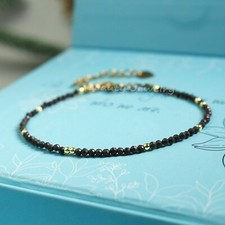Natural Black Shungite Stone Dainty Bracelet 2mm Gemstone Healing Bracelet