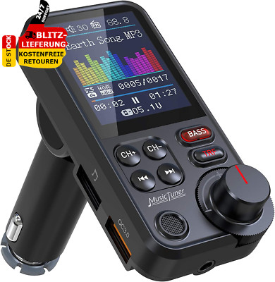 Bluetooth Adapter Auto Starkes Mikrofon FM Transmitter Auto Bluetooth Mit 1,8''