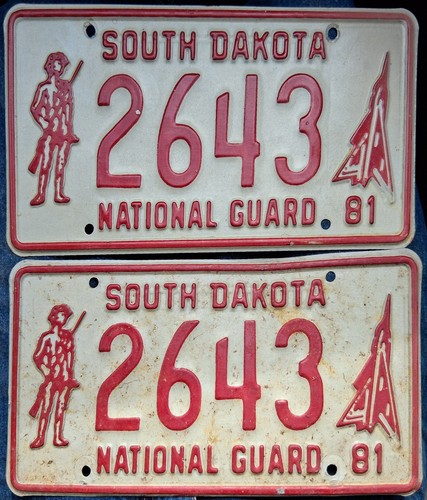 1981 81 South Dakota License Plates Plate Pair Set National Guard