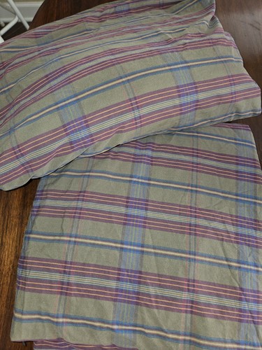 Ralph Lauren Green Plum Plaid King Fitted & Flat Sheets