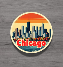 Chicago Illinois Windy City Fridge Magnet or Laptop Sticker
