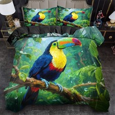 Forest Toucan Soft Duvet Quilt Cover Set Pillowcases Twin Full Queen King Sizes