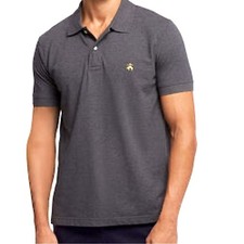 Brooks Brothers Gray Cotton Pique Polo with embroidered logo
