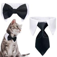 Dog Cat Tuxedo Collar, Cat Wedding Bowtie, Bow Tie Tux Costume Birthday Easte...