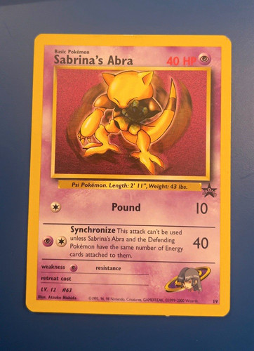 Pokemon TCG Sabrina's Abra 19/53 Wotc Promo Regular English 40HP 2000 Nishida