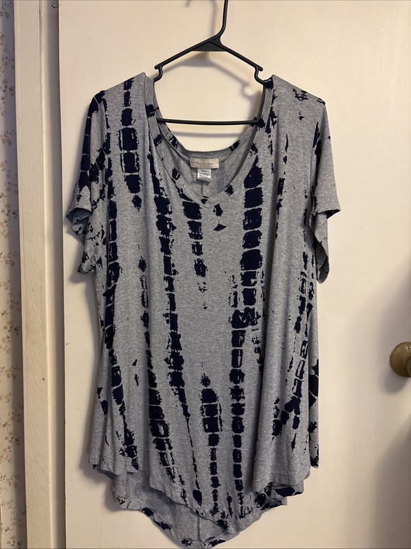 Women’s Front Of Closet Brand 3X Gray & Navy Short Sleeve Plus Size