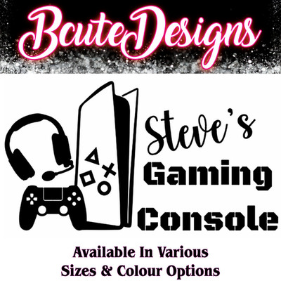 SPIELEKONSOLE PERSONALISIERT NAME VINYL AUFKLEBER TRANSFER STICKER KOMPATIBEL MIT PS5