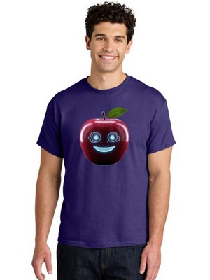 Smiling-Apple-4 Mens Graphic Tee, 100% Cotton, Casual Summer Wear