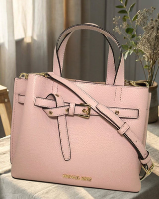 Michael Kors Emilia Small Bag Leather Satchel Handbag Powder Blush Crossbody MK