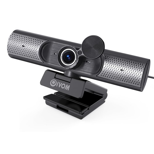 Webcam With Microphone and Speaker, 1080P Web Camera for Desktop Computer Lap...