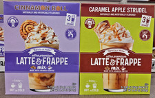 Frozen Bean Latte Frappe Mix Cinnamon Roll Caramel Apple Strudel 8.4oz 2 Boxes 