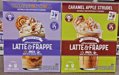 Frozen Bean Latte Frappe Mix Cinnamon Roll Caramel Apple Strudel 8.4oz (2 Boxes)