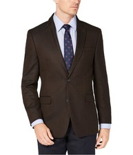 Tommy Hilfiger Mens Trevor Two Button Blazer Jacket, Brown, 40 Long