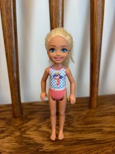 Mattel Barbie Club Chelsea Beach Doll Blonde Blue Eyes Mermaid Swimsuit