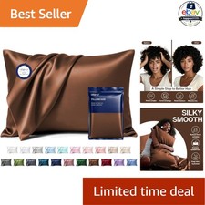 Satin Pillowcase King Size 20"x36" Brown 2 Pack Soft Silky Breathable