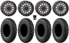 System 3 SB-6 15" Wheels Gunmetal (4+3) 37" MotoRally Tires Textron Wildcat XX