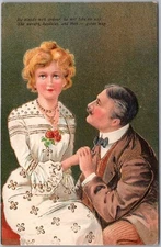 1908 Romance Greetings Postcard "He Pleads with Ardour--" PFB Embossed #6745