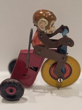 1930's Marx Clockwork Monkey Cyclist With Original Box