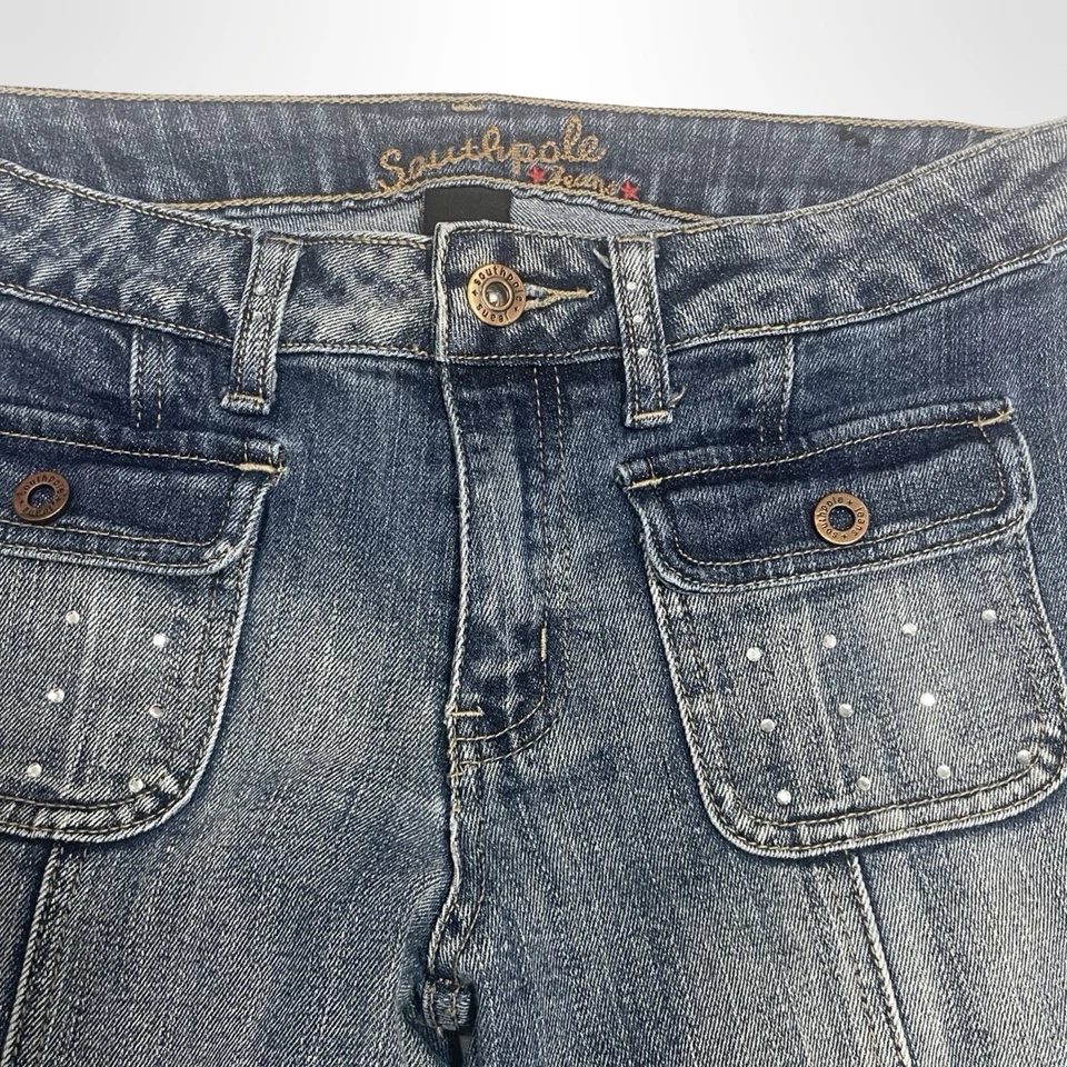 Vintage South Pole Y2K Low Rise Denim Flare Jeans Mujer’s Talla 7 Foto 3 de 4