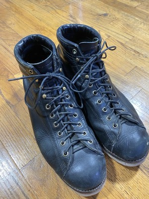 Vintage Chippewa Black Leather Monkey Boots Size 9.5 EE US Men