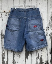 JNCO Jeans Shorts Mens 34 Blue Jorts Denim Baggy Carpenter Crown Logo Skate Y2K