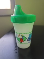 Vintage 1998 Playtex 6oz Spill-Proof Sippy Cup Green Lid. Zoo Animals