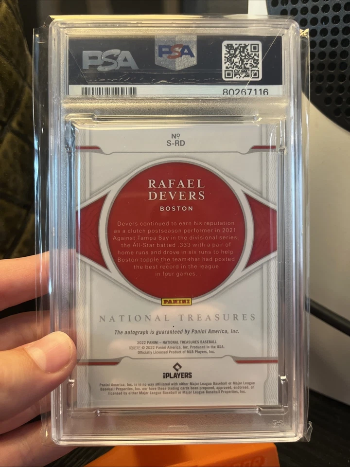 National Treasures Rafael Devers 2023 tarjeta automática/99 tarjeta PSA 9 ¡auto 9!! Foto 2 de 4