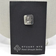 Vintage Stuart NYE Signed Handcrafted Sterling Silver Square Pinecone Brooch Pin