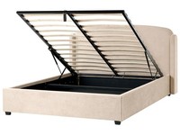Polsterbett Stoff Taupe Mit Bettkasten Lattenrost 160X200 Cm Kopfteil Bernay