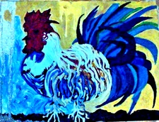 Original painting The Big Rooster abstract impressionist 18x24x1 large art by pb