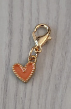 Small Orange Heart  Charm  Zipper Decoration  Lobster Claw Clasp  Keychain