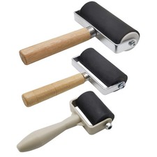 3 Pack Rubber Brayer Roller,1.4/2.4/4 Inch Hard Black