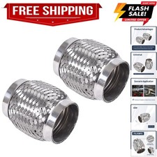 2PCS Exhaust Flex Pipe Stainless Steel Double Braid Long Heavy Duty 2.5''Inch...