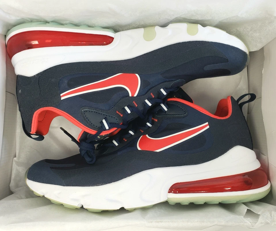 Nike Air Max 270 React Sneaker Men's Running Shoes CT1280-400 Navy Red Size 10 - Image 2 of 4
