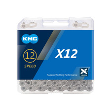 KMC X12 12-Speed Road / MTB Bike Chain Bulk 126L Silver fits SRAM Shimano Campy