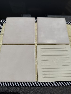 Vintage Pale Pink Tile, Smooth Glossy Ceramic Square Tiles, 4 3/8'' x 4 3/8''