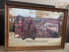 Vintage Budweiser Great Kings of Africa Advertising Mirror Anheuser Busch 26.5”