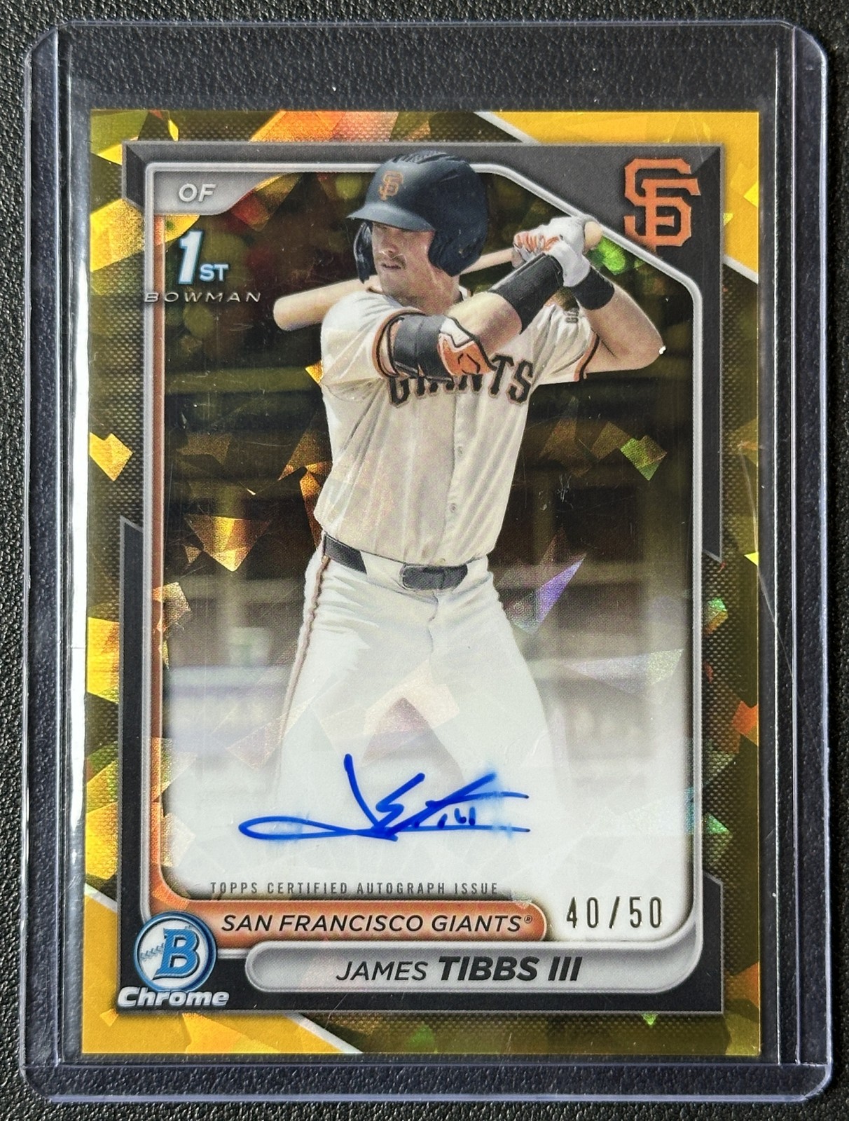 JAMES TIBBS III 2024 BOWMAN DRAFT SAPPHIRE CHROME AUTO GOLD REFRACTOR 40/50