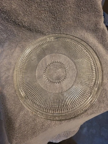 Vintage Clear Pressed Glass Jeanette Anniversary Footed Cake Plate 12" Ribbed