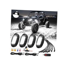 All Pure White LED Rock Lights Full Kit Plug and Play Pre Wired 6500K 4Pods